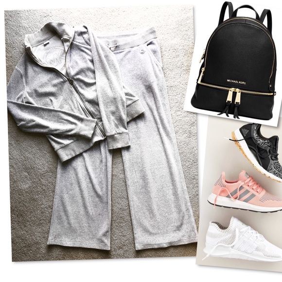 MICHAEL Michael Kors Jackets & Blazers - MICHAEL MICHAEL KORS VELVET VELOUR GREY TRACKSUIT